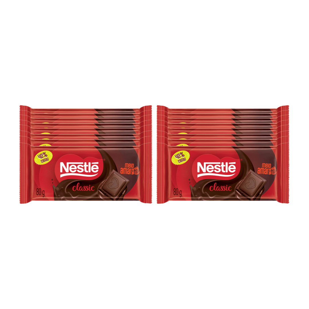 Nestle Classic Chocolate Bar Box (16 units) - nestle-meio-amargo